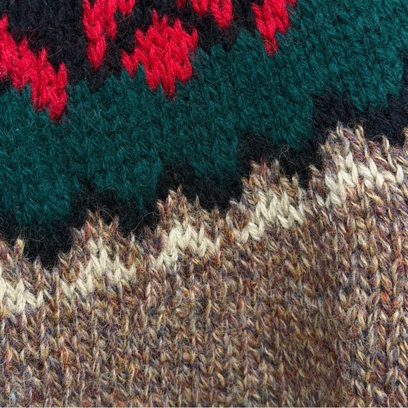 GAP Vintage Fair Isle Brown Wool Long Sleeve Hand Knit Sweater Large Unisex ‘90s - Picture 11 of 13